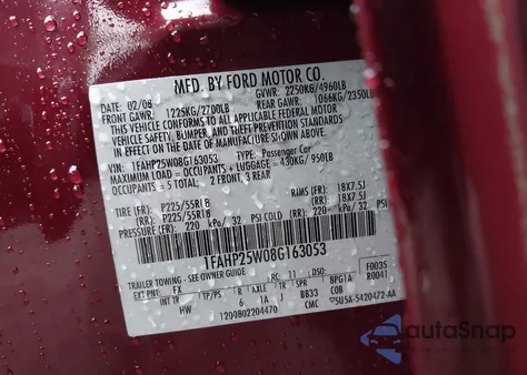 2008 Ford Taurus Limited из США, поврежденный, VIN 1FAHP25W08G163053